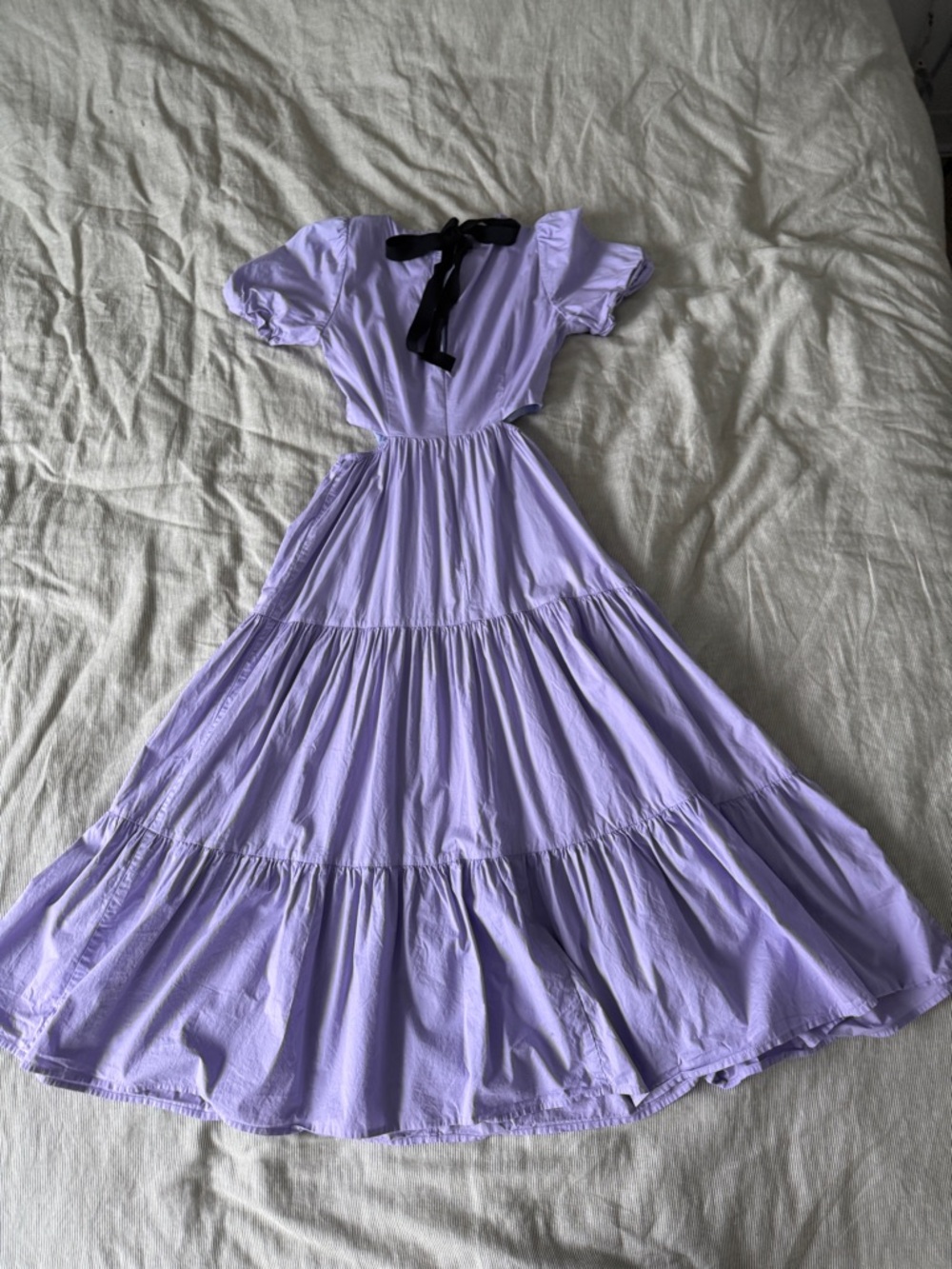 Peter Som Collective Lilac Tiered Midi Dress with Cutout Waist - Picture 2 of 6
